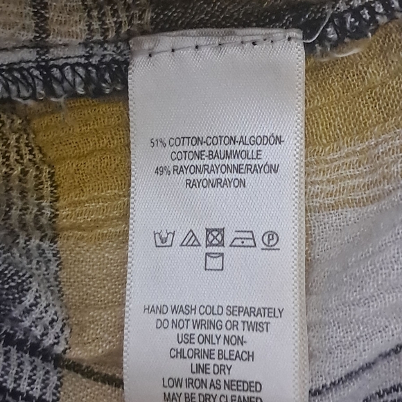 Maeve Yellow and Black Plaid Shirt Embroidered Drop Shoulder Size XS - Picture 6 of 8